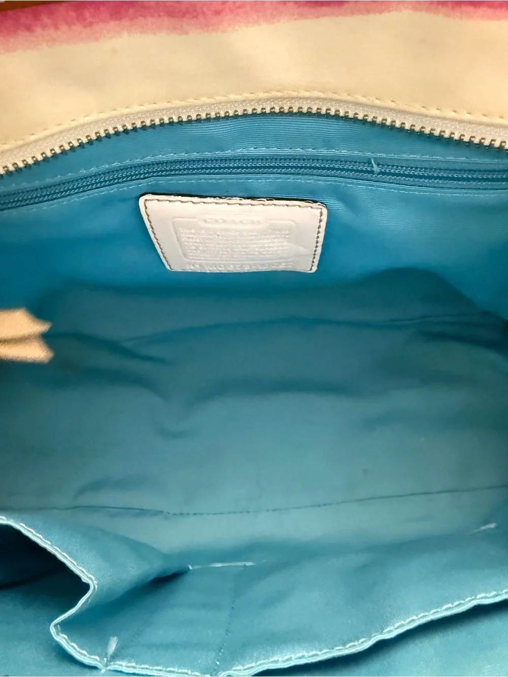Coach Multicolor Striped Canvas Tote Bag